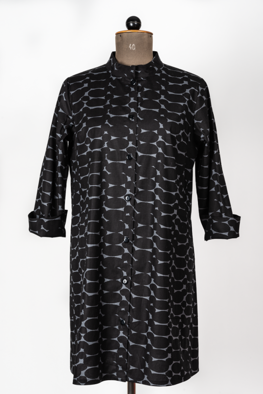 Baumwoll-Kleid grau/schwarz 
