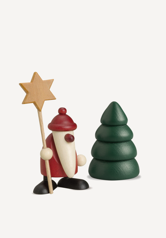 Miniaturset - Weihnachtsmann mit Stern und Baum