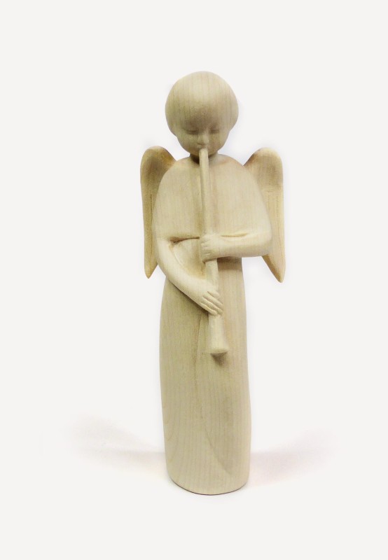 Moderner Engel mit Flöte, natur, 15 cm