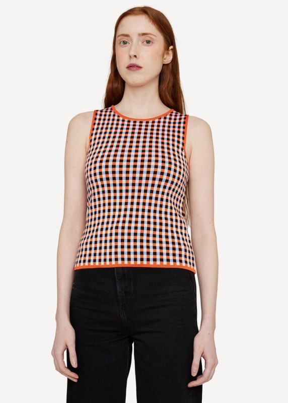 Gingham Graph Top
